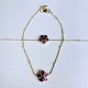 Handmade Brass Metal Jewellery Floral Stone Anklet Pair